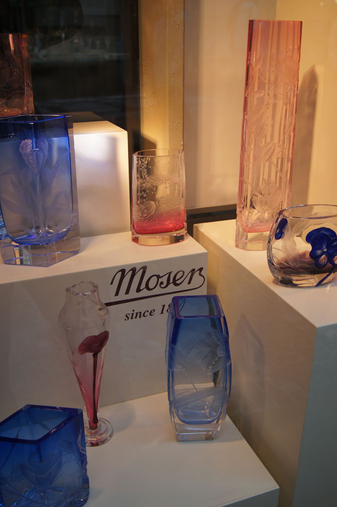 Moser crystal vases