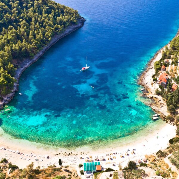 This is an aerial view of Pupnatska Luka in Croatia.